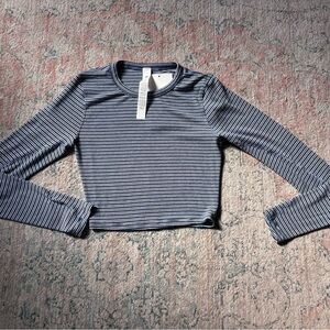Lululemon Athletica Blue and White Striped Top